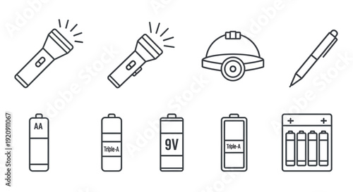 Illustration of Batteries and Electronic Devices.
