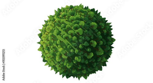 Illustration of a vibrant green forest globe representing the lungs of the world on International Day of Forest with lush foliage and expanses of jungle.