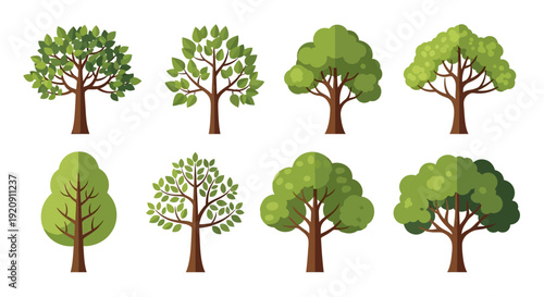 Vector illustration of various trees for International Day of Forests, showcasing forest view with diverse flora and fauna, symbolizing the lungs of the world in a vibrant design.