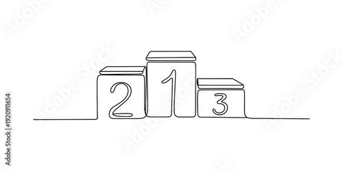 Minimalist single line art illustration of a sports competition podium for winners. Vector, illustration