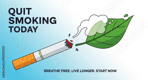 Quit smoking today with a healthy lung leaf and cigarette