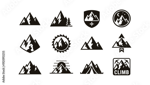 Black Flat Mountain Icon Collection