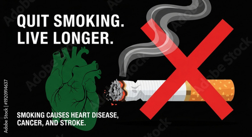 Quit smoking concept with heart and cigarette and red cross