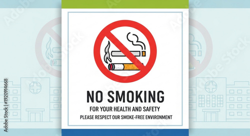 No smoking sign for health and safety in public places indoors