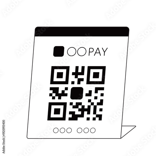 モノトーンデザインのQRコード決済スタンド | 黒色フレームの店舗用キャッシュレス支払い案内