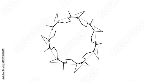 Geometric Circle Design with Sharp Polygonal Shapes and Black Lines