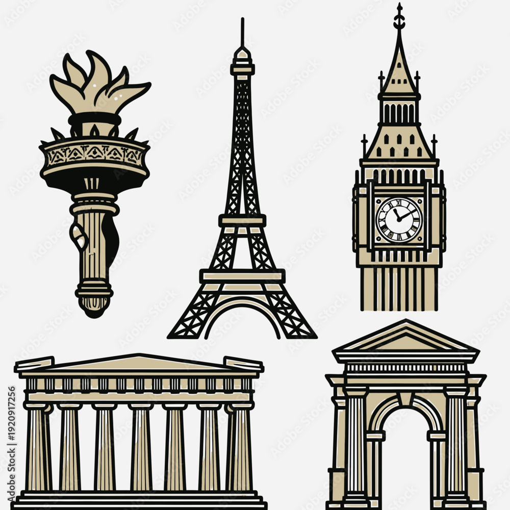 Obraz premium Iconic Landmarks Around the World