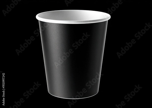 Wallpaper Mural A glossy black paper cup with white rim, against black background Torontodigital.ca