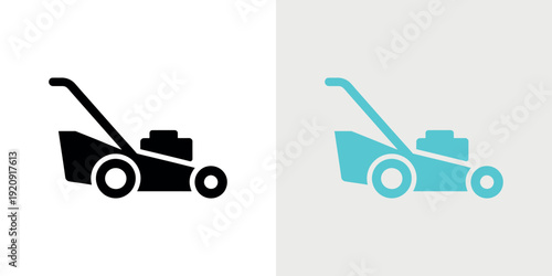 Black and Blue Lawn Mower Side by Side silhouette garden tool 1