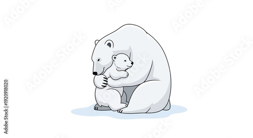 Vector illustration of a polar bear and cub sitting on ice, celebrating Polar Bear Day with a heartwarming design for an international event.