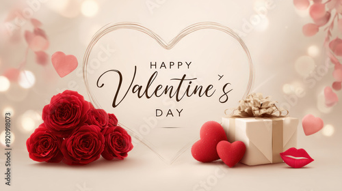 Valentines Day Roses Hearts Chocolate Gift