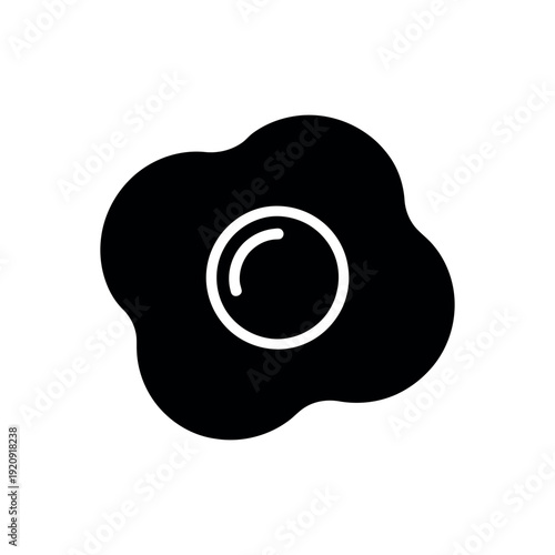 Black irregular shape with white spiral inside abstract