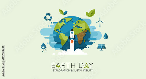 Celebrating Earth Day with Exploration and Sustainability Efforts Globally Illustrated