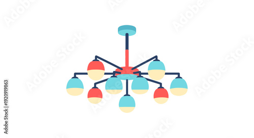 Modern Chandelier Vector Illustration, Flat Design, for Interior Decor, Lighting Fixture