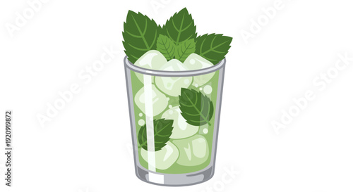 Mojito cocktail image, photography, refreshing drink, summer beverage, bar, restaurant, vector illustration