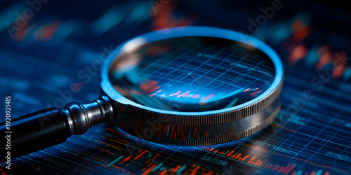 Analyzing economic recession indicators through financial data insights in a business environment with a zoomed-in view