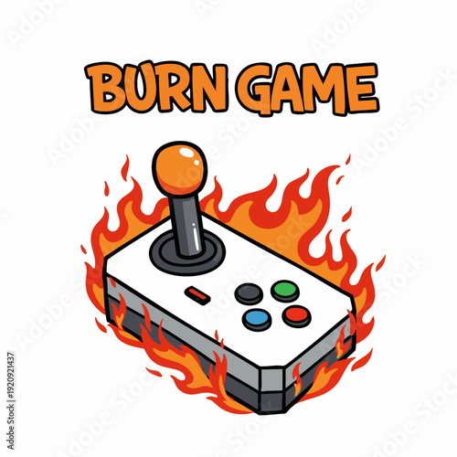 Cartoon Burning Game Controller Entertainment Device Creative Graphic Illustration