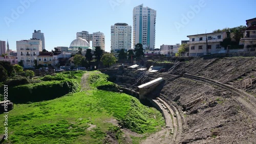 Wallpaper Mural Durres Amphitheatre ruins featuring ancient architecture with modern buildings in the background Torontodigital.ca