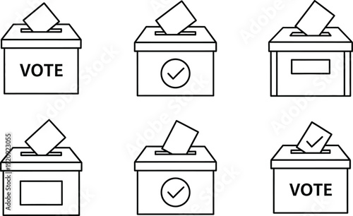 Various voting box designs with ballot papers