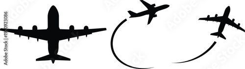 Airplane silhouettes in flight formation