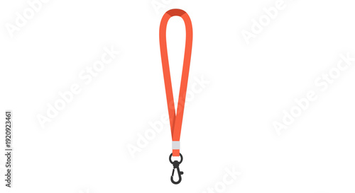 Orange lanyard image, vector illustration, flat design, for identification and events