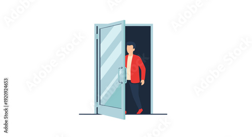 Man stepping through an open door, symbolizing new opportunities and transitions