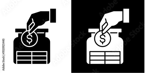 Money Deposit  Icon Set White Glyph Style Collection
