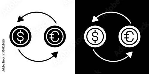 Currency Exchange  Icon Set White Glyph Style Collection
