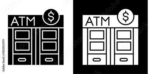 Atm Machine  Icon Set White Glyph Style Collection
