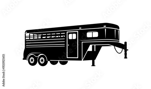 Black Horse Trailer Vector Silhouette