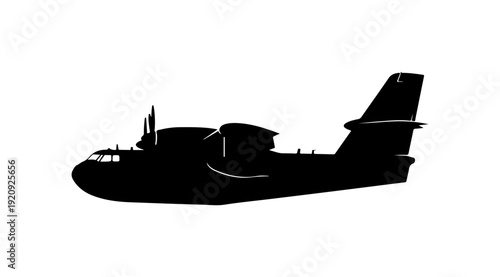 Black Vector Silhouette Military Transport Aircraft