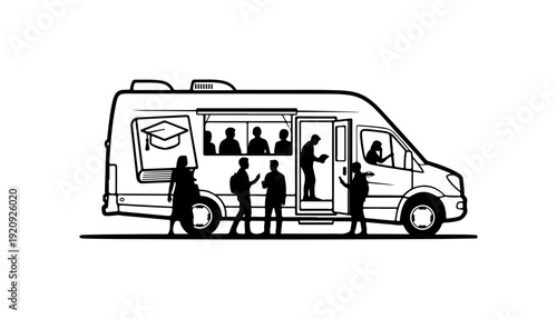 Mobile Classroom Bus Silhouette Illustration
