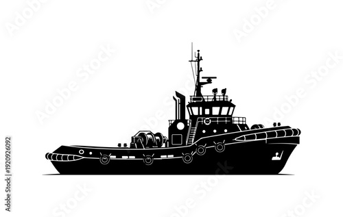 Tugboat Vector Silhouette Illustration