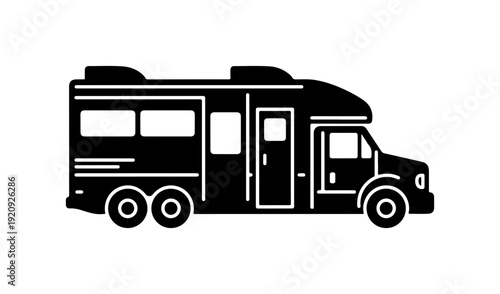 Black Vector RV and Truck Silhouette