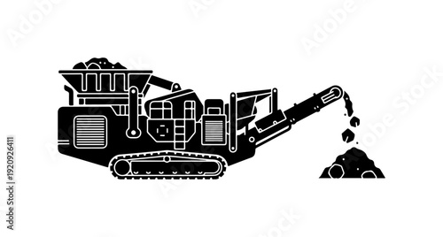 Heavy Machinery Excavator Vector Illustration