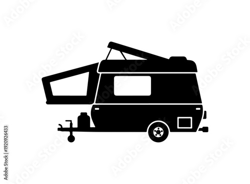 Black Camper Van Vector Silhouette