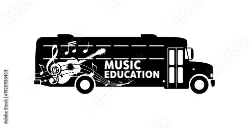 Music Education School Bus Vector Illustration