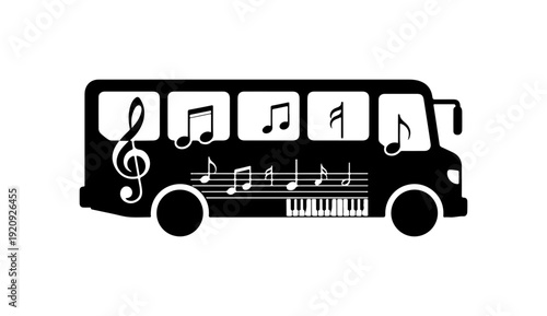 Music Bus Vector Silhouette Illustration