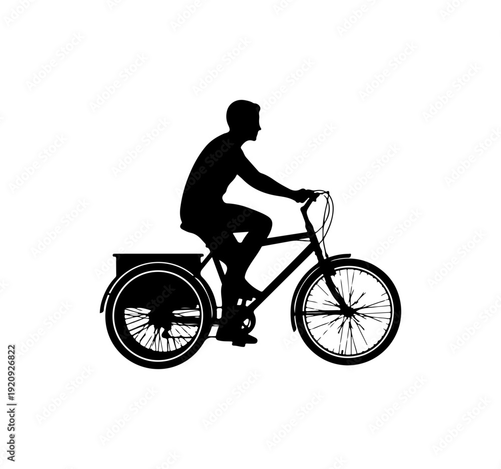 Fototapeta premium Man Riding Classic Bicycle Silhouette