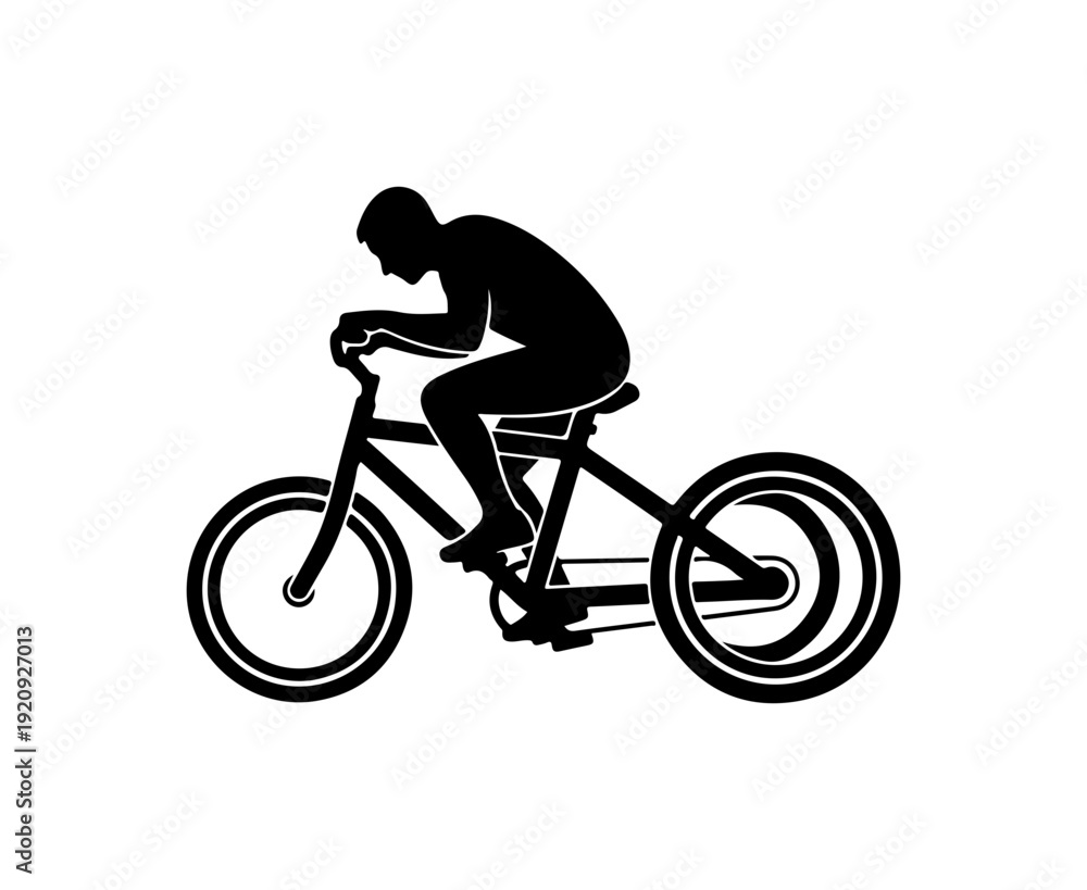 Obraz premium Black Silhouette Cyclist Vector Illustration