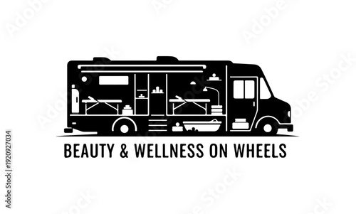 Mobile Spa and Wellness Bus Vector Illustration