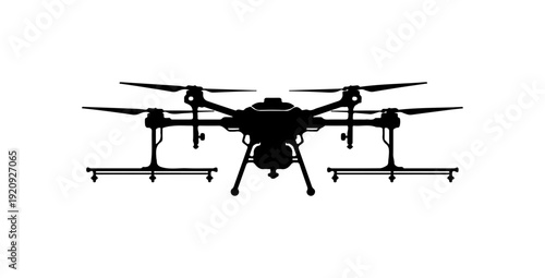 Black Quadcopter Drone Vector Silhouette