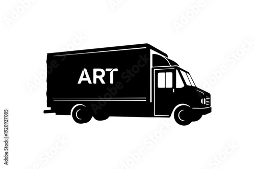 Black Art Delivery Truck Vector Silhouette