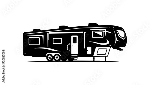 Black Vector RV Silhouette Illustration