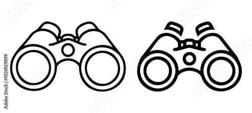 Modern line art binocular icons for search, discovery, travel and outdoor activity app interfaces