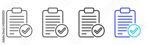 Compliance Check Icon Set Collection Creative Outline Style for Standard Operating Process with Multiple Thickness Variations and Professional Visual Design