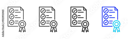 Quality Control Icon Set Collection Creative Outline Style for Standard Operating Process with Multiple Thickness Variations and Professional Visual Design