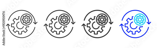Workflow Automation Icon Set Collection Creative Outline Style for Standard Operating Process with Multiple Thickness Variations and Professional Visual Design