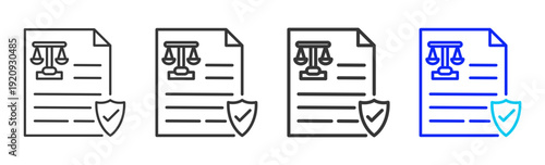 Policy Document Icon Set Collection Creative Outline Style for Standard Operating Process with Multiple Thickness Variations and Professional Visual Design