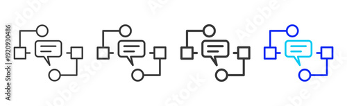 Communication Channel Icon Set Collection Creative Outline Style for Standard Operating Process with Multiple Thickness Variations and Professional Visual Design